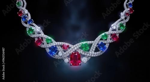 Luxury Jewelry Diamond Necklace Closeup.