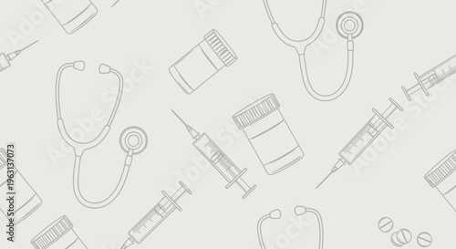 Seamless Pattern of Medical Equipment Line Art