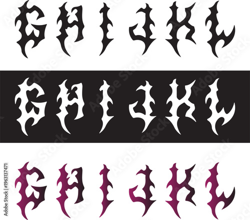 Edgy Grunge Alphabet Letters Set - Spiky and Distressed Font