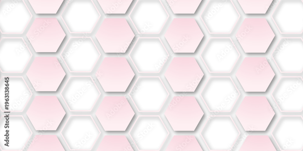 Fototapeta premium Elegant Pink Hexagonal Pattern With Soft Shadows For Minimal Abstract Background