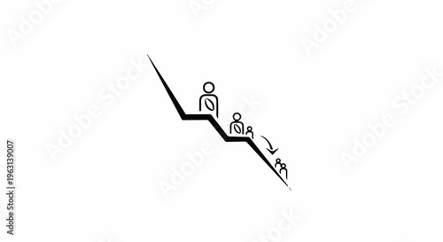 Downward trend with people icons showing decreasing numbers