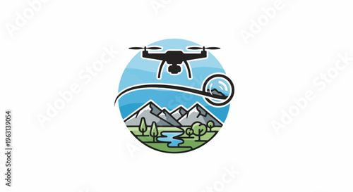 Drone captures scenic mountainous landscape with water and trees