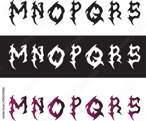 Edgy Grunge Alphabet Letters Set M-R - Spiky and Distressed Font