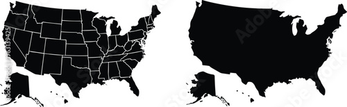 United States of America map. USA map with states. stock vector. for website, design, cover, info graphics. Graph illustration.