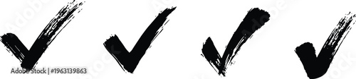 Check mark. Black grunge check mark. Hand drawn check signs . Checklist marks set