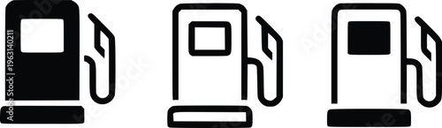 Gas station icon set. Fuel, Gasoline, Diesel, Car fuel, Petrol, Fuel pump nozzle flat and line style icons.