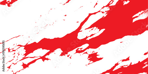 A grunge red paint splash and ink splat design featuring liquid watercolor textures with artistic blood splatter patterns and vector drop stains on a dirty conceptual backdrop