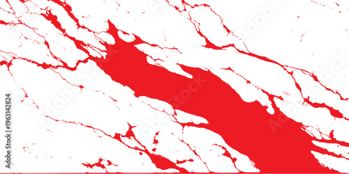 Red paint splashes and blood splatter create a grunge texture with ink stains and spray drops on a red vector design backdrop for a dirty art illustration wallpaper pattern
