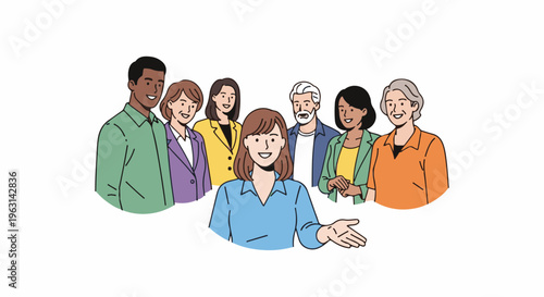 Diverse group of people smiling and standing together