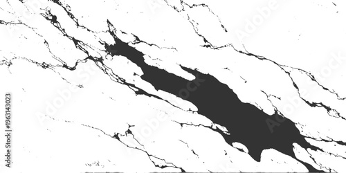 A grunge vector illustration featuring black ink splashes and splats forming a detailed world map silhouette with a cracked paint texture on old paper