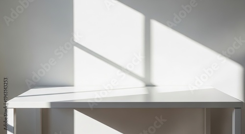 Modern white corner table shelf.