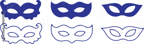 party face mark bule bule line icon set vector illustration 