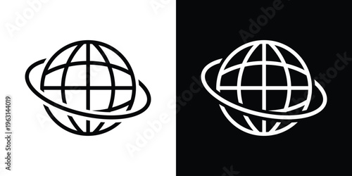 Creative sports icon showing a soccer ball with a planetary ring. Symbolizes global sports, international football tournaments, world cup events, and athletic networking.