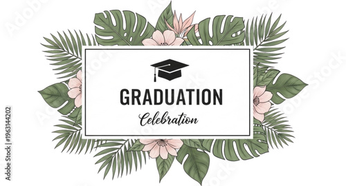 Modern Botanical Graduation Announcement Frame
