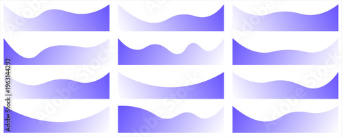 Collection of dividers shape templates. Modern separator header for website and app. Curve lines, wave collection of abstract design element for top and bottom page web site.Vector Illustration