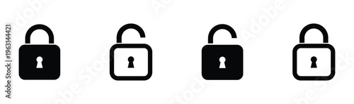 lock icon collection set locked icon symbol unlocked sign , security icon . open and closed padlock icon. vector illustration