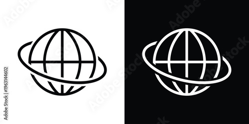 Creative sports icon showing a soccer ball with a planetary ring. Symbolizes global sports, international football tournaments, world cup events, and athletic networking.