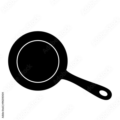 Black Frying Pan Kitchen Cookware Silhouette Icon
