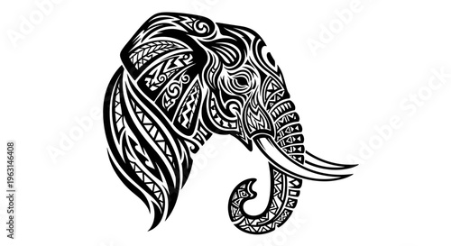Decorative Elephant Head Illustration.