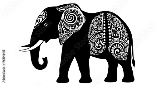 Decorative Elephant Silhouette Design.