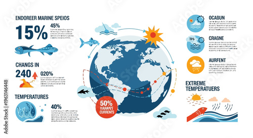 Global Climate Change Infographic with Earth and Environmental Data
