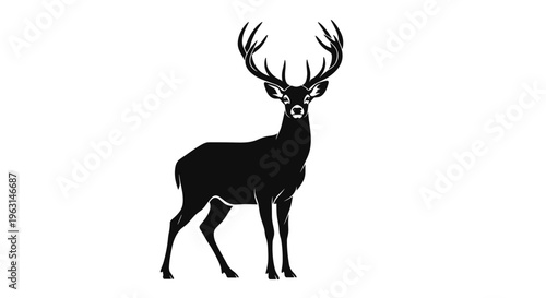 Deer Silhouette with Antlers.