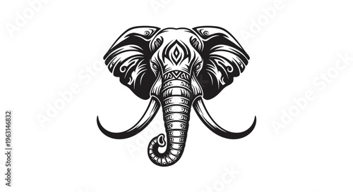 Detailed Elephant Head Illustration.