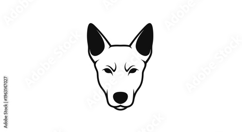 Dog Head Illustration Black White.