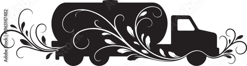 Black silhouette of a truck with floral vehicle 1