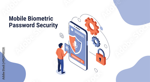 Man uses advanced biometric voice recognition and facial scanning features on his smartphone to secure personal data.