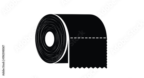 A rolled up receipt with a perforated edge black silhouette