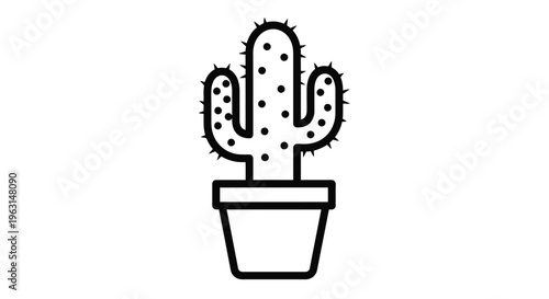 Simple line art depiction of a potted cactus silhouette