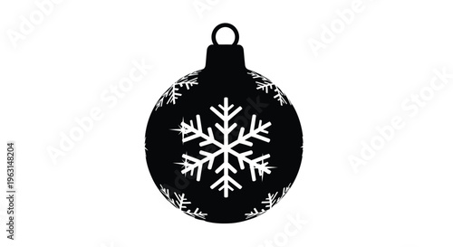 Black christmas ornament with snowflake details a striking silhouette