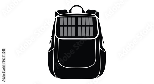 Black backpack with solar panel a striking graphic silhouette