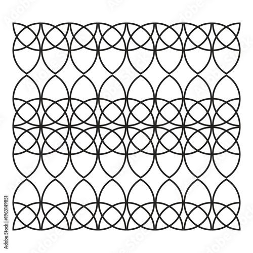 Abstract Geometric Interlocking Circle Lattice Seamless Pattern Design.