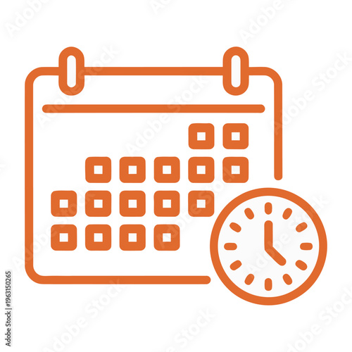 Vector of a calendar with a clock icon beside it