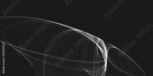minimal abstract vector glowing light line wave on dark background with flowing geometric curves.