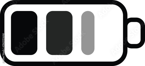 Battery Charge Level Icon Vector Illustration | Low to High Power Indicator Symbol
