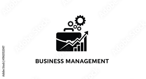 Business concepts with gears briefcase and graph a striking silhouette