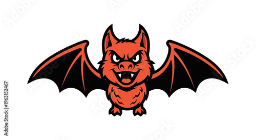 Cartoon bat character with open wings and a smiling expression on a white backdrop