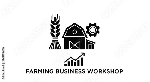 Farming agriculture and business growth represented in a dark silhouette