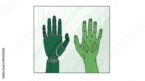 Robot Hand Meets Organic Hand: AI and Nature Integration Concept