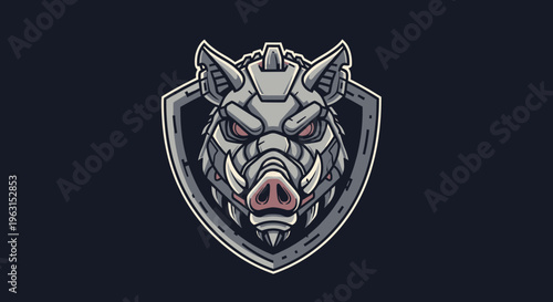 Mechanical Cybernetic Wild Boar Head Mascot Logo for Esports and Gaming Teams