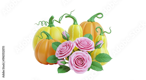 Pumpkins and Roses Autumn Arrangement