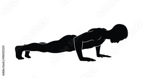 Vector graphic illustration of a man doing push ups in a proper exercise position