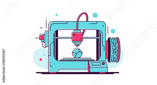 3D printer machine in action.