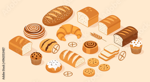 Assorted freshly baked bread and pastries.