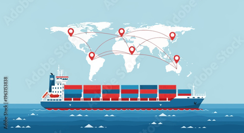 Large cargo ship on the ocean.