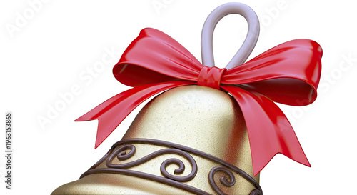 Gold Christmas Bell with Red Bow