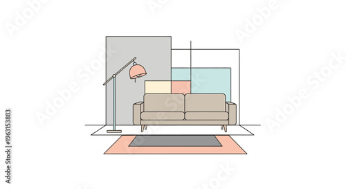 Modern beige sofa with wooden frame.